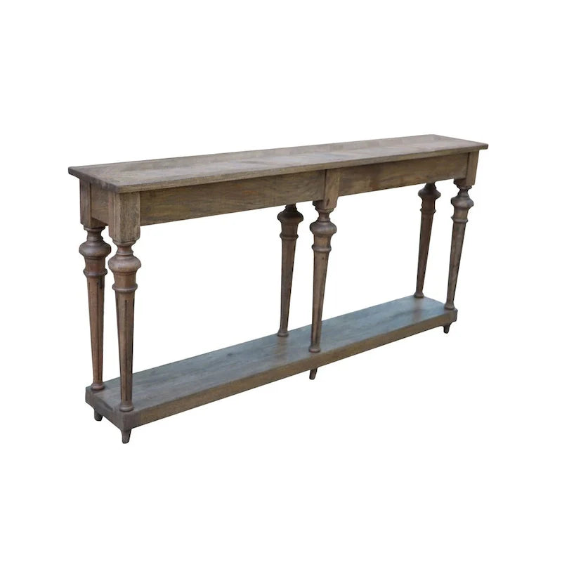 Arin 72-inch Traditional Turned Leg Console Table, Mango Hardwood(WOOD/Black Wash)