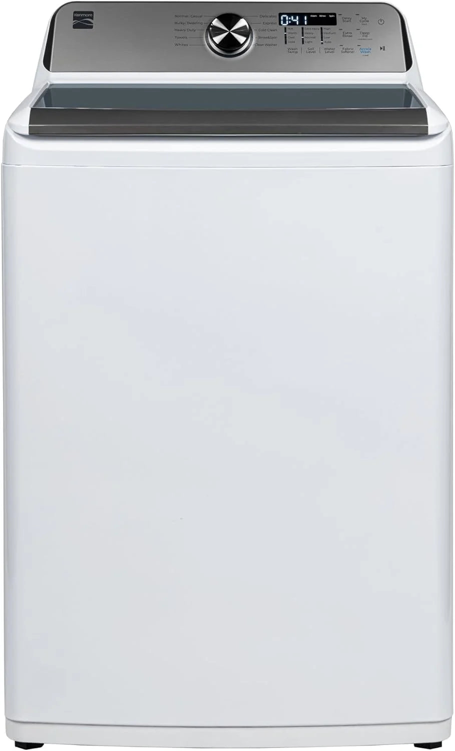 4.5 cu. ft. Top Load Washer with Triple Action Impeller for Tough Dirt Stains-Reduce Laundry Time with Accela and Express Wash-LED, White