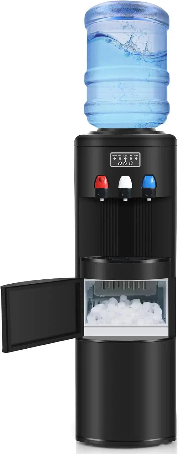 ICEPURE Water Dispenser with Ice Maker 3-in-1 Hot and Cold Water Cooler Ice Maker Machine(Black)