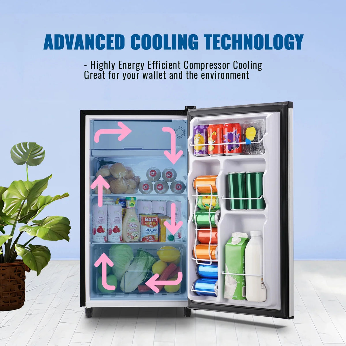WANAI 3.2 Cu.ft Mini Refrigerator with 5 Temp Control Small Fridge Compact Size for Any Room Silver