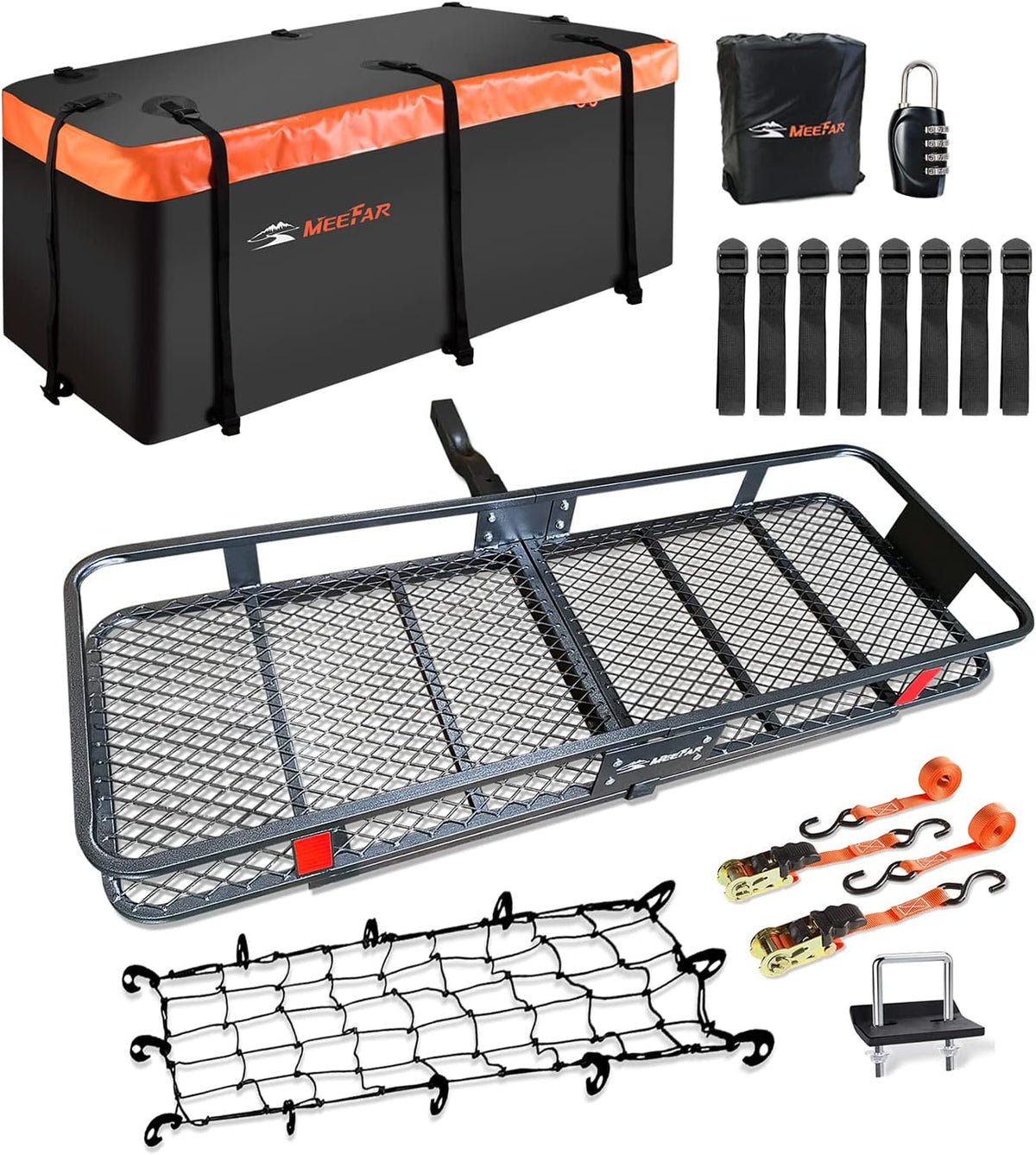 Roof Rack Universal Roof Basket 51" X 36" X 5" + Waterproof Bag(HITCH BASKET and BAG)