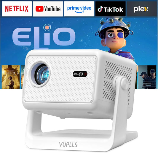 ¡¾Officially-Licensed APP 1800 ANSI¡¿Smart Mini Projector with WiFi and Bluetooth 4K Support(White Smart projector)