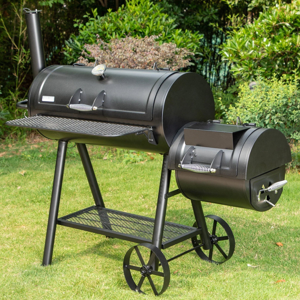 941 Sq.in. Overlarge BBQ Charcoal Grill with Offset Smoker, Black(XL)