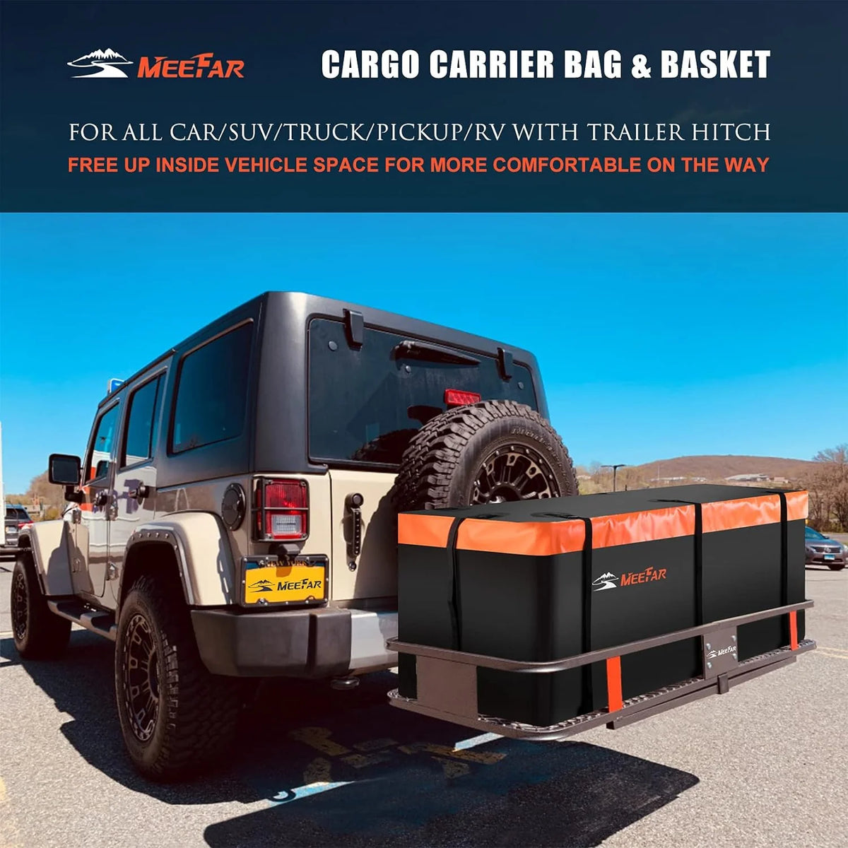 Roof Rack Universal Roof Basket 51" X 36" X 5" + Waterproof Bag(HITCH BASKET and BAG)