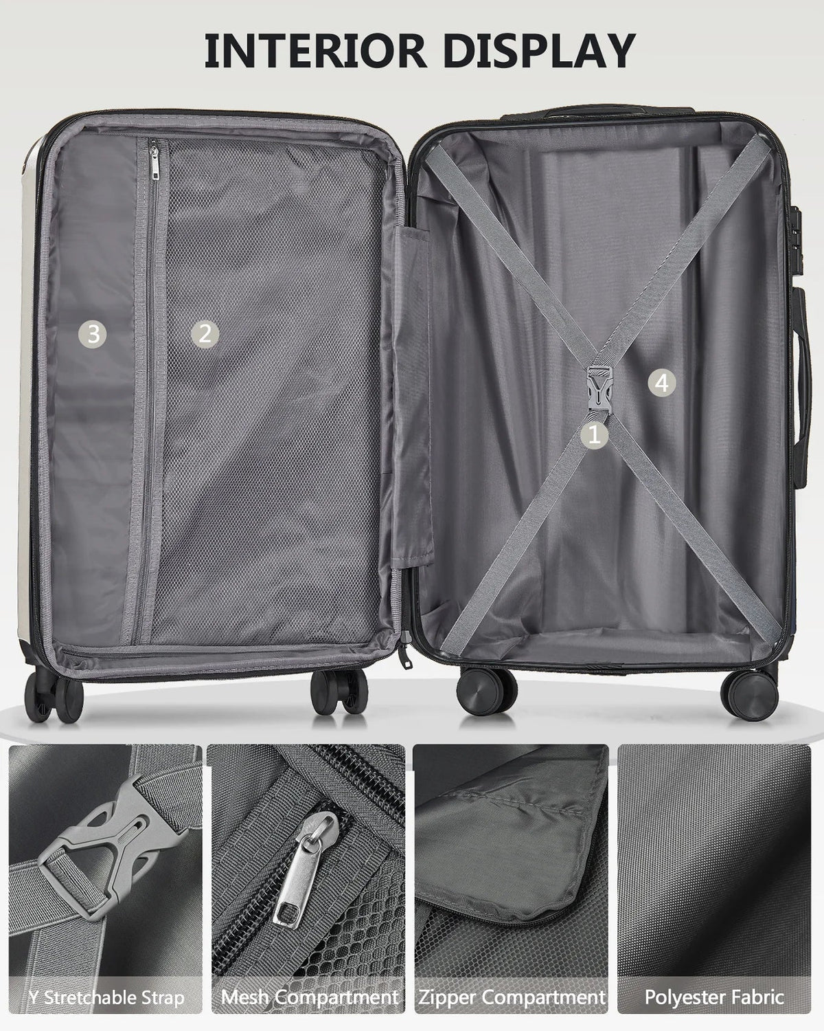 3 Piece Luggage Sets Hard Shell Suitcase Set with Spinner Wheels for Travel Trips Business 20" 24" 28", Rose Gold