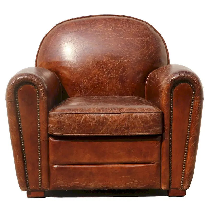Pasargad Home Genuine Leather Paris Club Chair, Brown(Brown)
