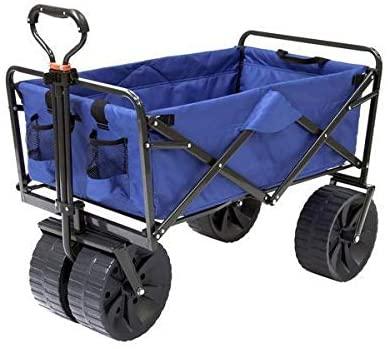 Mac Sports Heavy Duty Collapsible Folding All Terrain Utility Beach Wagon Cart Blue/Black(Default Title/ONESIZE)